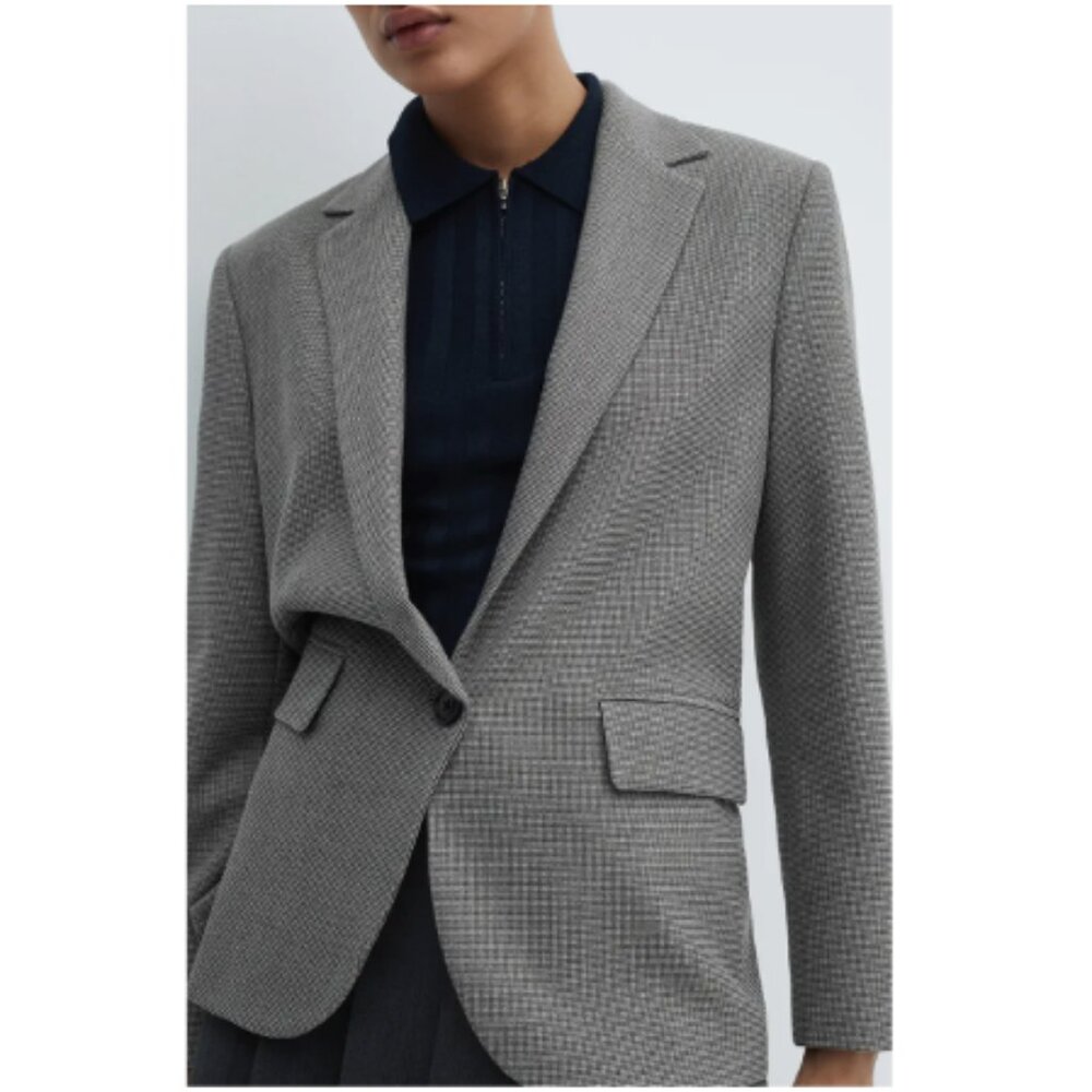 Mango Houndstooth One-Button Blazer - image 2